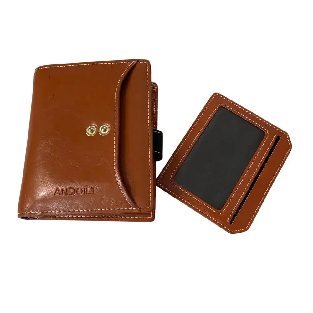 Bifold Wallet for Women Genuine Leather Coin Pocket 11 card slots 2 ID windows